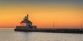 Great Lake Lighthouse Sunrise with Canal Royalty Free Stock Photo