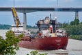 Great Lakes Freighter Going East Through The Welland Canal