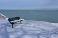 Great Lakes Park Bench Winter Scenic Royalty Free Stock Photo