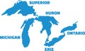 Great Lakes silhouettes with names