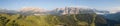 Great landscape on the Dolomites. View on Sella group, Boe peak, Gardenaccia massif and Sassongher summit. Alta Badia, Sud Tirol,