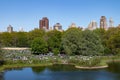 The Great Lawn and Turtle Pond with Crowds of People during Spring at Central Park in New York City Royalty Free Stock Photo