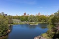 The Great Lawn and Turtle Pond with Crowds of People during Spring at Central Park in New York City Royalty Free Stock Photo