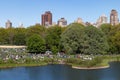 The Great Lawn and Turtle Pond with Crowds of People during Spring at Central Park in New York City Royalty Free Stock Photo