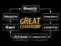 Great leadership qualities mind map flowchart