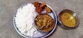 Great lunch rice with pulses and Jack fruit fried and vegetables in madhubani India