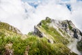 Great Majestic Dreamy Landscape View of Natural Swiss Alps from Mount Pilatus Peak. Breathtaking view of Steep Cliff. Royalty Free Stock Photo