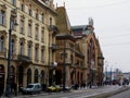 Streetscape with the Great Market Hall in Budapest in the winter Royalty Free Stock Photo