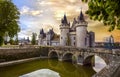 medieval catsles of Loire valley in France. beautiful impressive Sully-sul-Loire