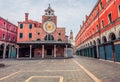 Great morning view of San Giacomo di Rialto church. Colorful spting cityscape of Venice, Italy, Europe. Traveling concept