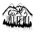 Great mountain. Hand drawn logo.