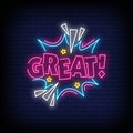 Great Neon Signs Style Text Vector