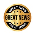 Great News Badge, Rubber Stamp, Banner, Tag, Emblem, Good News Label, Exciting News Banner In Flat Style With Glossy And Shiny