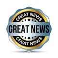 Great News Badge, Rubber Stamp, Banner, Tag, Emblem, Good News Label, Exciting News Banner In Flat Style With Glossy And Shiny