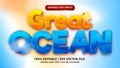 great ocean cartoon comic editable text effect style template Royalty Free Stock Photo