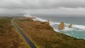 The Great Ocean Road along Twelve Apostles, Australia aerial vie Royalty Free Stock Photo