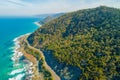 Great Ocean Road passing along coastline.