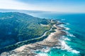 Great Ocean Road passing along coastline.