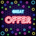 Great Offer Neon signboards. Bright signboard. Night advensing.