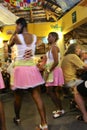 Oktoberfest party with beer mugs and happy dancing people in Sousa Dominican Republic 8 October 2018