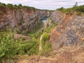 Great old quarry for dolomite mining. Blue lagoon in middle Royalty Free Stock Photo