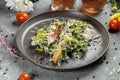 Great orange Walnut Chicken Salad top view Royalty Free Stock Photo