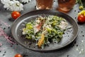 Great orange Walnut Chicken Salad top view Royalty Free Stock Photo