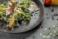 Great orange Walnut Chicken Salad top view Royalty Free Stock Photo