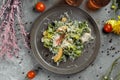 Great orange Walnut Chicken Salad top view Royalty Free Stock Photo