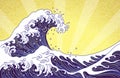 Great orient Japan ocean wave art illustration Royalty Free Stock Photo