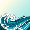 Great oriental wave ocean vector illustration