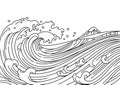 Great oriental wave ocean vector illustration Royalty Free Stock Photo