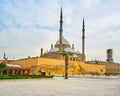 Alabaster mosque behind the wall, Cairo, Egypt Royalty Free Stock Photo