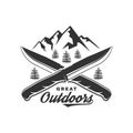 Great outdoors sticker. Vector illustration. Concept for shirt or logo, print, stamp, patch or tee. Vintage typography