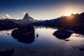 Great panorama with famous peak Matterhorn. Location place Swis Royalty Free Stock Photo