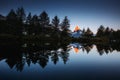 Great panorama with famous peak Matterhorn. Location place Swis Royalty Free Stock Photo