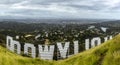 Great panoramic view of Los Angeles from the back of the Hollywood sign, in the city of LA in California in the United States.