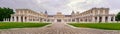 Great panoramic view of the main faÃÂ§ade of the Aranjuez palace on a cloudy day at dawn. Madrid