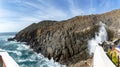 Great panoramic view of the marine geyser of La Bufadora, which is a tourist attraction very visited by people.