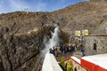 Great panoramic view of the marine geyser of La Bufadora, which is a tourist attraction very visited by people.