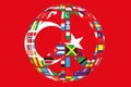 Great peace symbol on a Flag of Turkey
