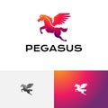 Great Pegasus Flying Jumping Winged Horse Logo