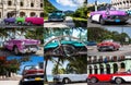 Great photo collage from classic cars in Cuba Royalty Free Stock Photo