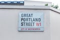 Great Portland Street name sign, London Royalty Free Stock Photo