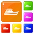 Great powerboat icons set vector color