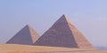 The Great Pyramid Pyramid of Cheops or Khufu and the smaller Pyramid of Kafre or Chephren. Cairo Egypt Royalty Free Stock Photo