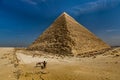 Great pyramid of Cheops and Sphinx in Giza plateau. Royalty Free Stock Photo