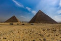 Great pyramid of Cheops and Sphinx in Giza plateau. Royalty Free Stock Photo