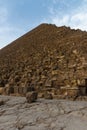 The Great Pyramid of Giza also known as the Pyramid of Khufu or the Pyramid of Cheops is the oldest and largest of the three Royalty Free Stock Photo