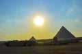 The Great pyramid of Giza in Egypt Cairo with Sphinx and camel Royalty Free Stock Photo